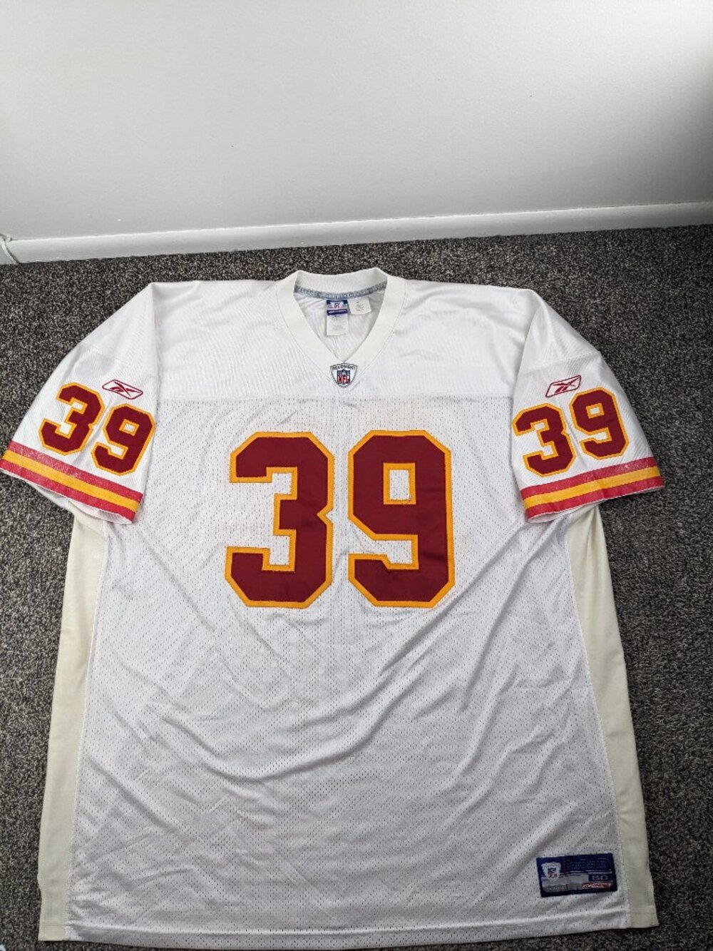 Vintage Ray Crockett Kansas City Chiefs Jersey Reebok Authentic White Mens 60